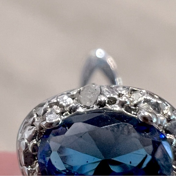 Trilogy Blue Gemstone Diamond Accent Latch Back Earrings - Picture 10 of 11